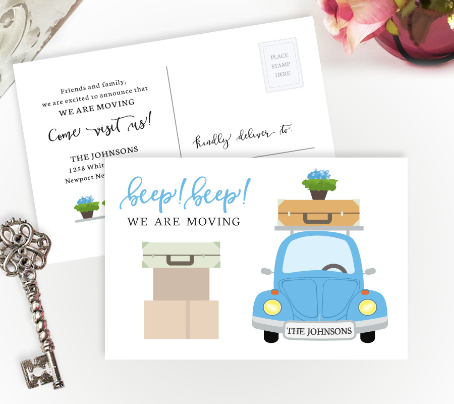 we're moving postcards