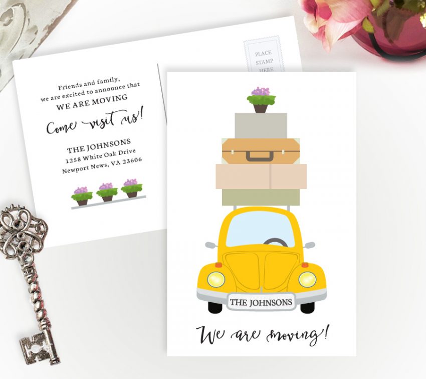 Cheap moving cards with yellow car
